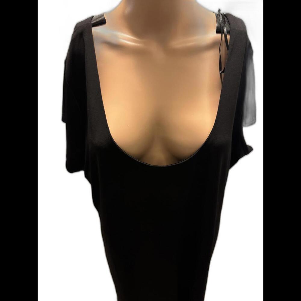 Elegant Black Maxi Dress with Flutter Sleeves Size 14